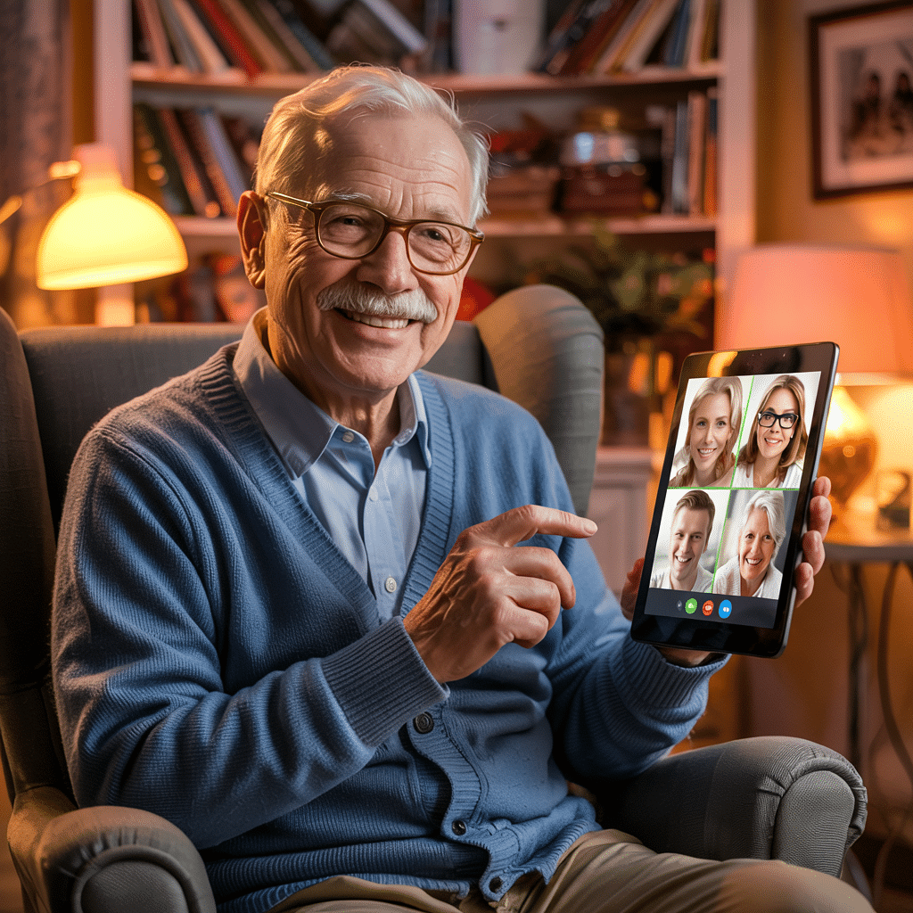 Grandpa on a zoom call